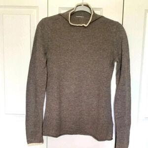 Nicole Miller Tan Cashmere Turtleneck Sweater